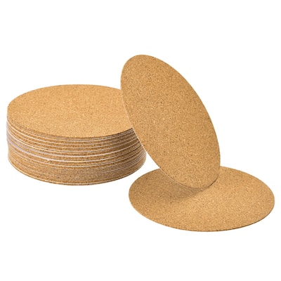 30 Pcs Self-Adhesive Cork Round, 2mm Thick 3.5" Cork Tiles Backing Sheets - Brown