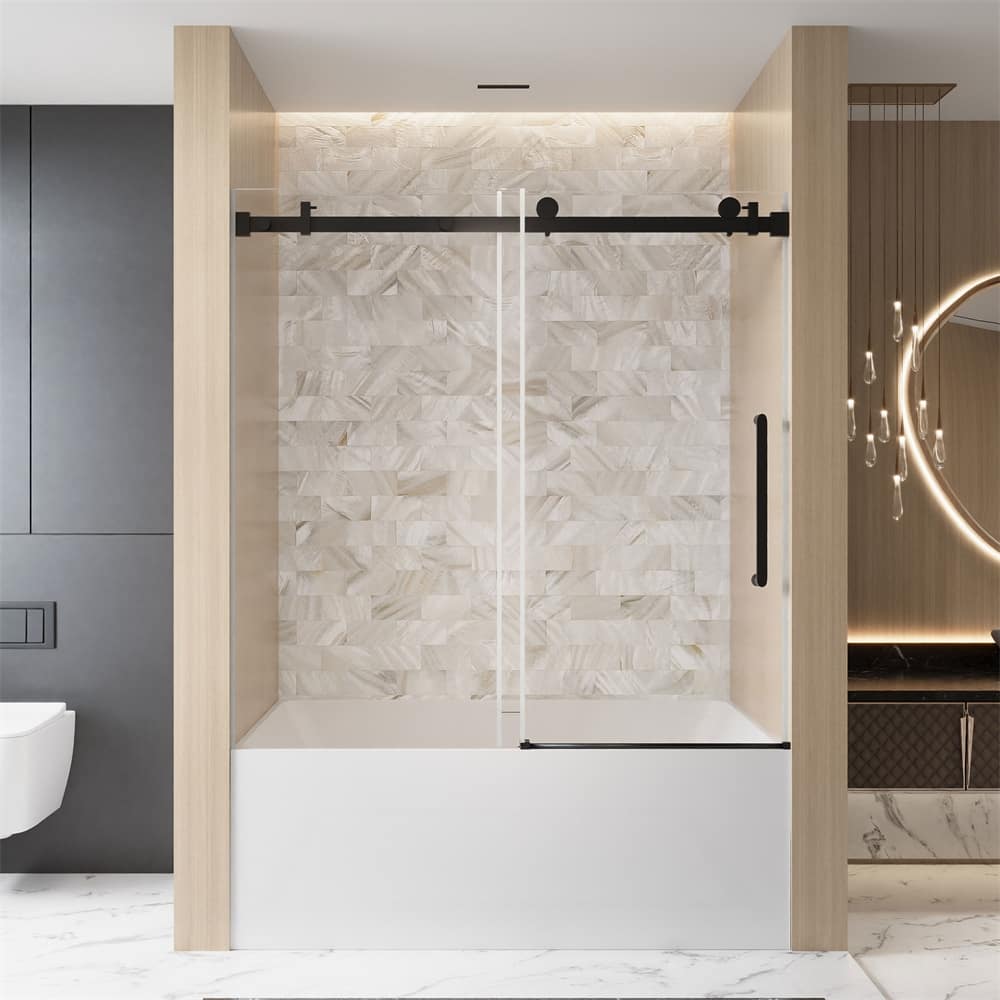 Frameless Single Sliding Shower Door 56-60 "W x 60" H,1/4 "(6 mm)