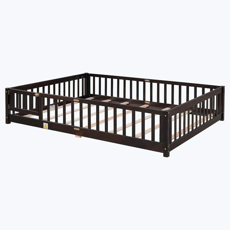 Durable Floor Platform Bed with Fence