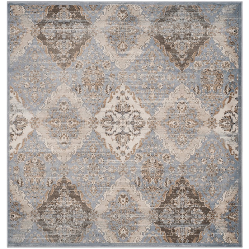 SAFAVIEH Vintage Distressed Boho Leota Oriental Rug - 6'7" Square - Light Blue/Ivory