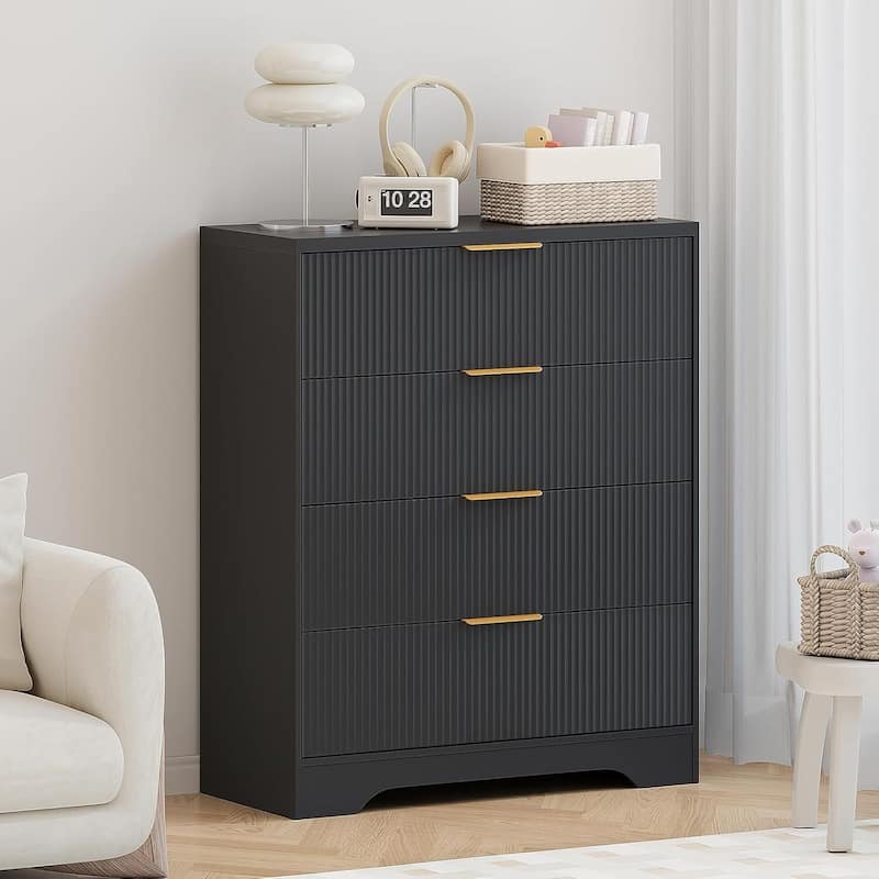 4 Drawers Fluted Dresser Storage Organizer for Bedroom, Living Room, Hallway
