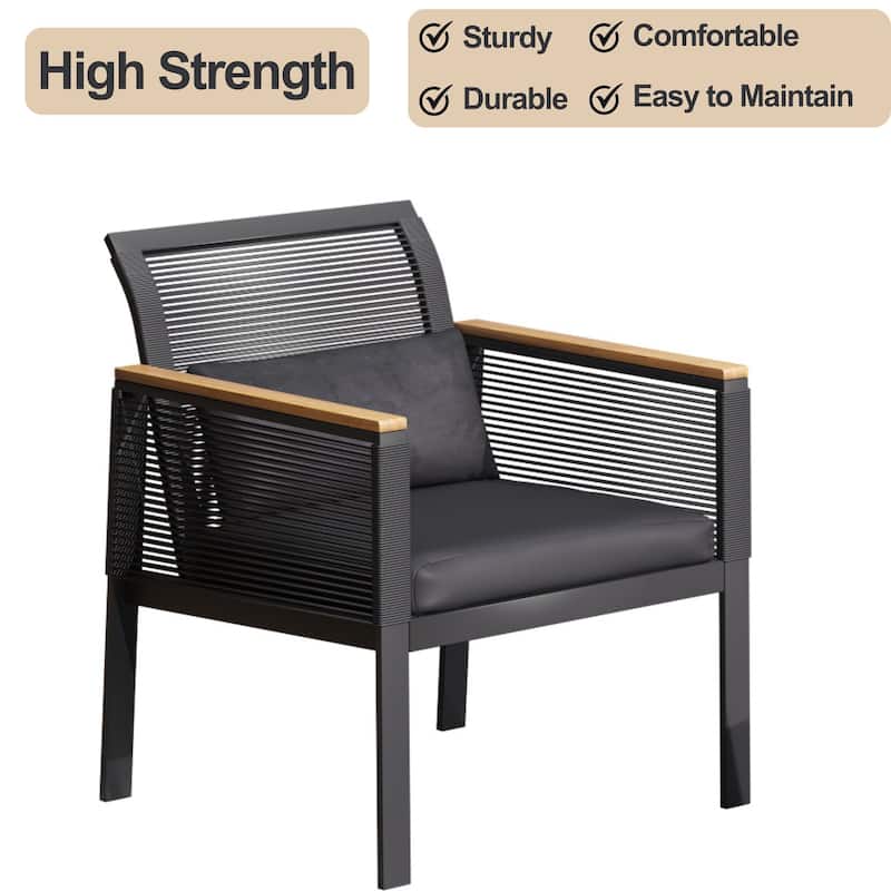 4-pc. Black Wicker Cord Patio Conversation Set