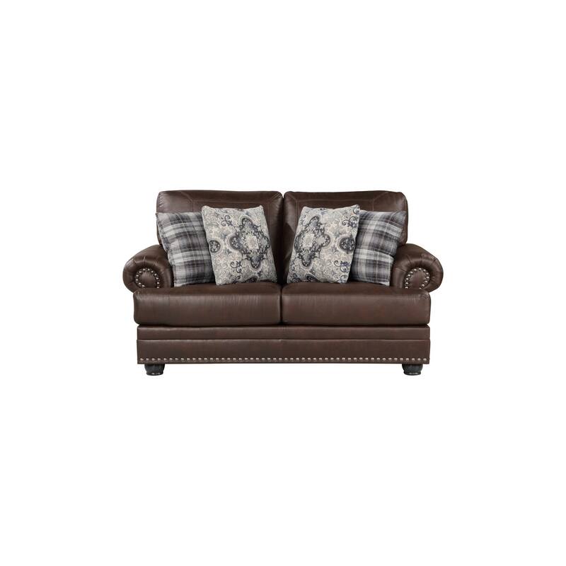 Faust Brown Faux Leather Living Room Set