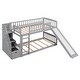 preview thumbnail 8 of 25, Stairway Twin Over Twin Bunk Bed with Stairs Cabinet, Built-in Ladder and Safety Guardrails, Floor Bed Storage Platform Bed