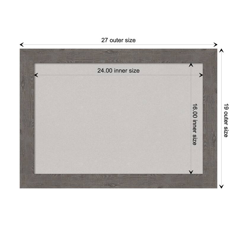 Rustic Plank Narrow Framed Grey Corkboard Bulletin Board - Rustic Plank Grey Narrow - Board Size 24x16