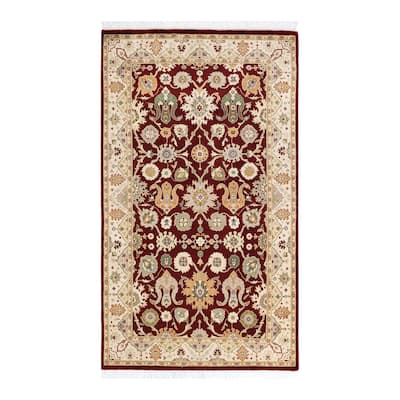 Overton Handknotted Wool Traditional Oriental Orange Area Rug - 3' x 5'