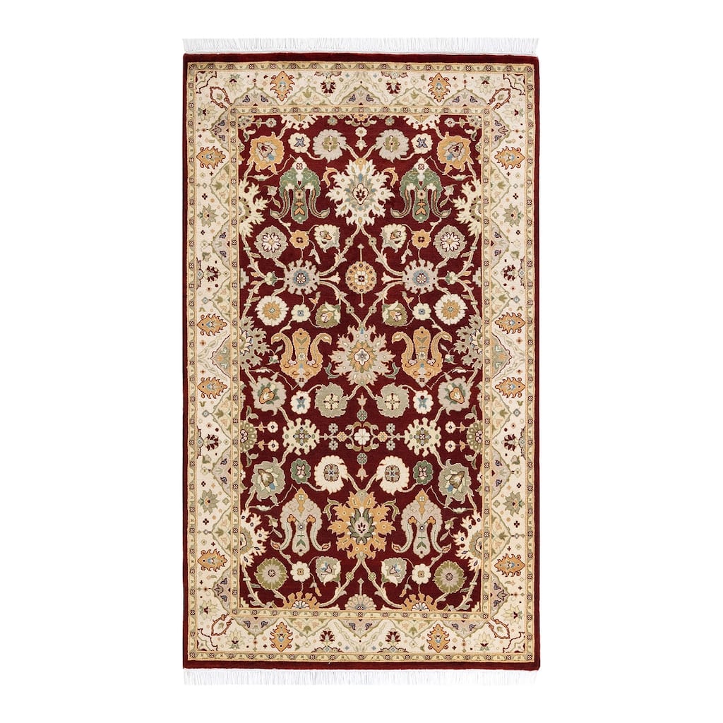 Overton Handknotted Wool Traditional Oriental Orange Area Rug - 3' x 5'