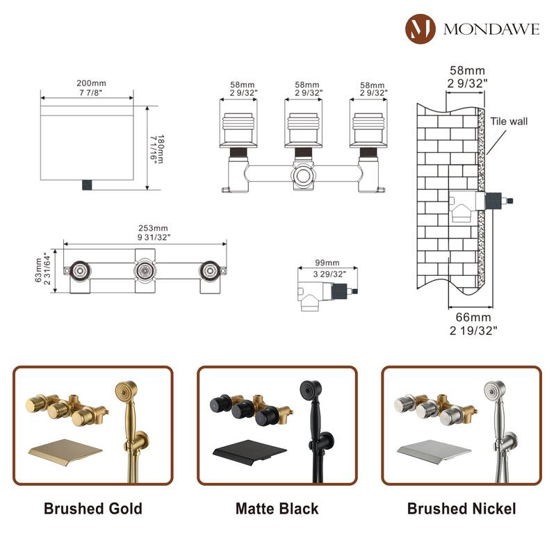 Brushed Gold Waterfall Bathtub Faucet with Handheld Shower