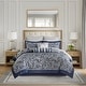 preview thumbnail 1 of 31, Madison Park Whitman 12 Piece Comforter Set with Cotton Bed Sheets Navy - California King