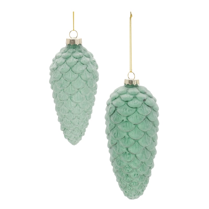 Frosted Glass Pinecone Ornament (Set of 6) - N/A