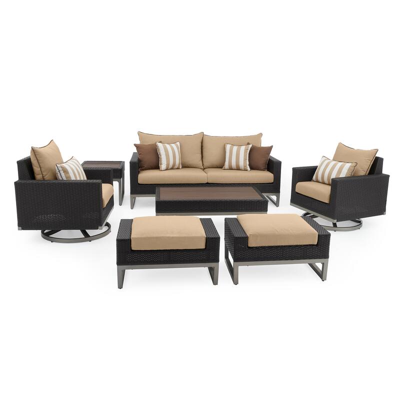 Milo Espresso 7 Piece Sunbrella Outdoor Patio Motion Deep Seating Set
