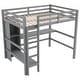 preview thumbnail 6 of 22, Full Size Loft Bed with Bulit-in Desk and Multifunction Storage Shelves, Wooden Loft Bedframe with Ladder and Guardrail