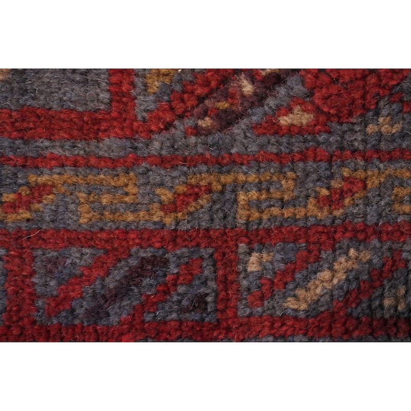 Hand Knotted Oriental 100% Wool Carpet Traditional Tribal Navy Blue & Blues Balouch Runner Rug - 7' 9'' X 1' 10''