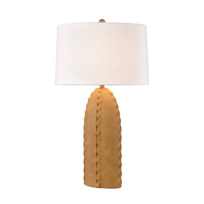 Elk Home Alexa Tan With White Texture Linen Oval Shade Table Lamp