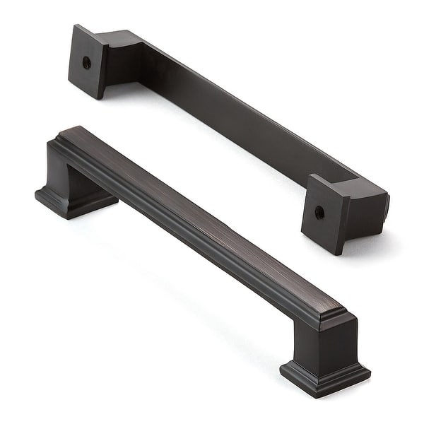 Shop Solid Oil Rubbed Bronze Square Cabinet Pulls 5 Hole Centers 5 Pack Overstock 31114098