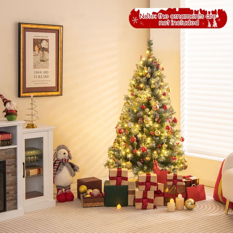 Gymax 5 FT Pre-Lit Christmas Tree Artificial Hinged Christmas Tree w/