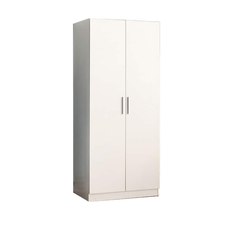 Avy Standing Closet with 2 Hanging Bar and 5 Shelves, Double Door, White