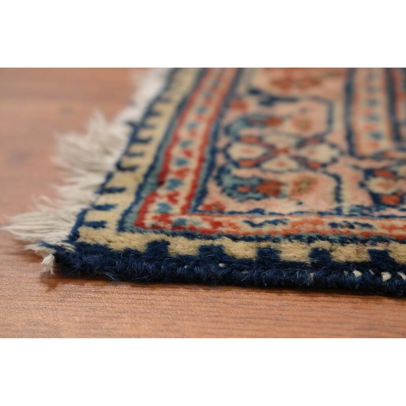 Hand Knotted Oriental 100% Wool Carpet Traditional Floral Navy Blue & Blues Tabriz Area Rug - 11' 10'' X 9' 4''