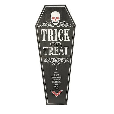 Gothic Halloween Coffin Sign, Halloween, Home Decor, Home Accents, 1 Piece - 17 1/2" x 44"