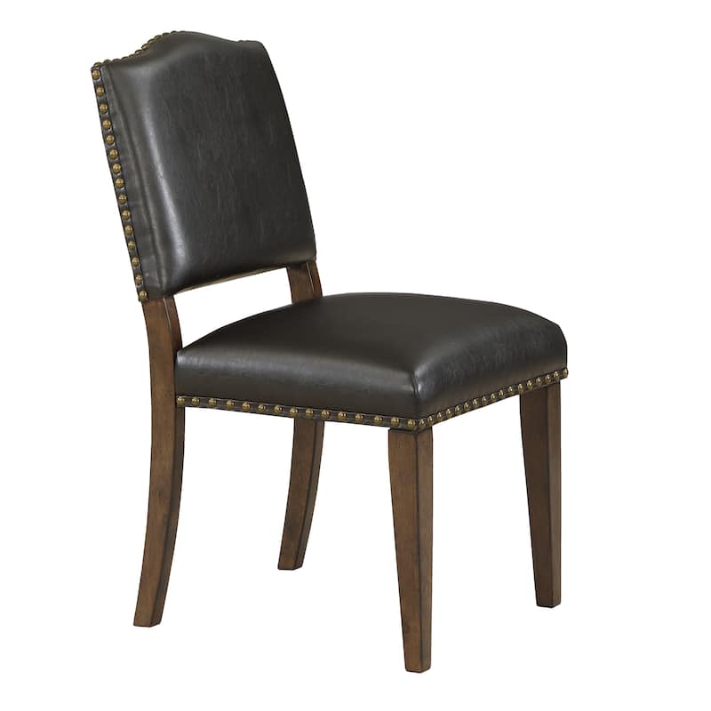 Faux Leather Dining Chair with Nail Heads - Set of 2