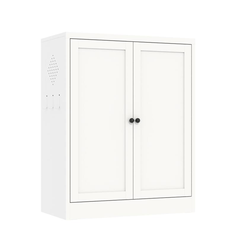 Anmytek 34.6" White Metal Freestanding Pantry Cabinet Adjustable Shelves Kitchen Storage Organizer