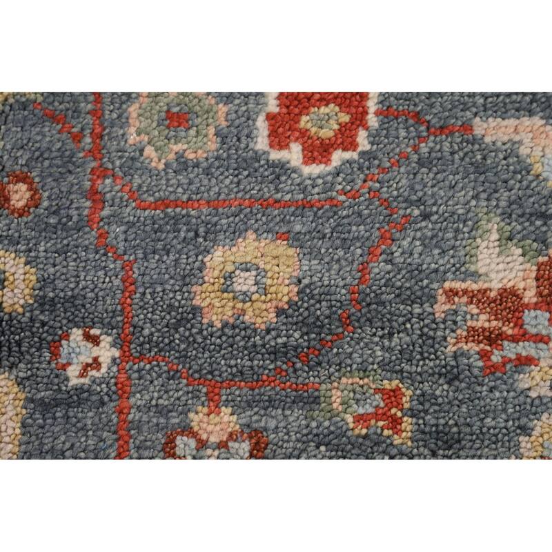 Blue & Orange Heriz Serapi Indian Area Rug Hand-Knotted Wool Carpet - 7'11"x 9'10"