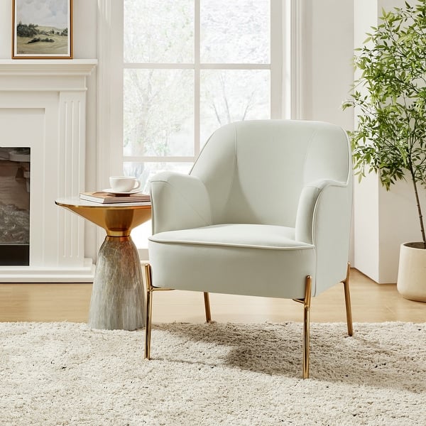 Nora Modern Accent Chair Comfy Velvet with Metal Legs by HULALA HOME
