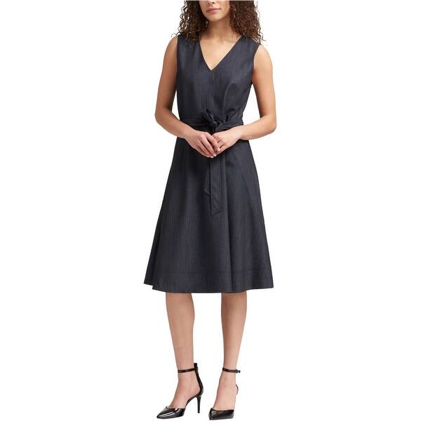 DKNY Womens Denim A-line Dress,, Blue, 10 - Bed Bath & Beyond - 41852567