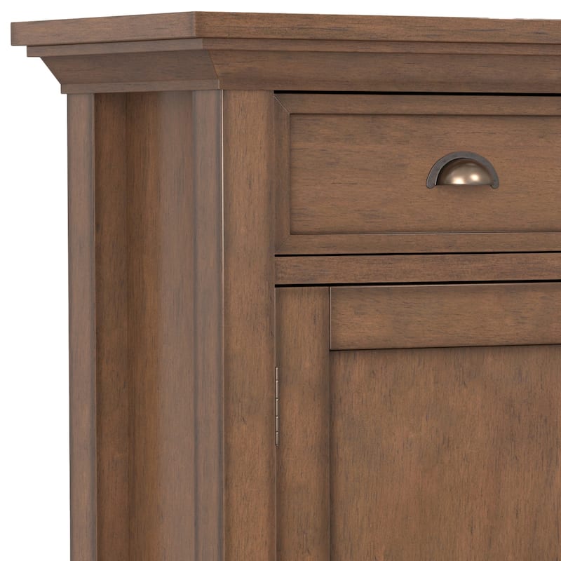 Wyndenhall Mansfield 36 inch Wide Solid Wood Transitional Entryway Storage Cabinet in Rustic Natural Aged Brown