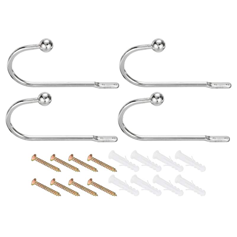 4Pcs Curtain Holdback U Shaped Wall Mounted Curtain Tiebacks Screw Hooks