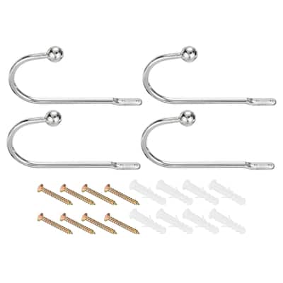 4Pcs Curtain Holdback U Shaped Wall Mounted Curtain Tiebacks Screw Hooks