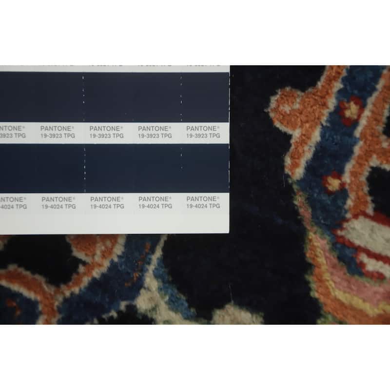 Hand Knotted Oriental 100% Wool Carpet Traditional Floral Navy Blue & Blues Kashmar Area Rug - 15' 7'' X 10' 1''