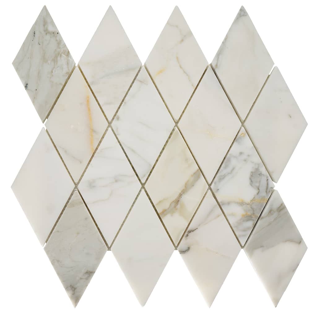 Calacatta Marble Harlequin 3" x 5.5" Honed Mosaic Tile
