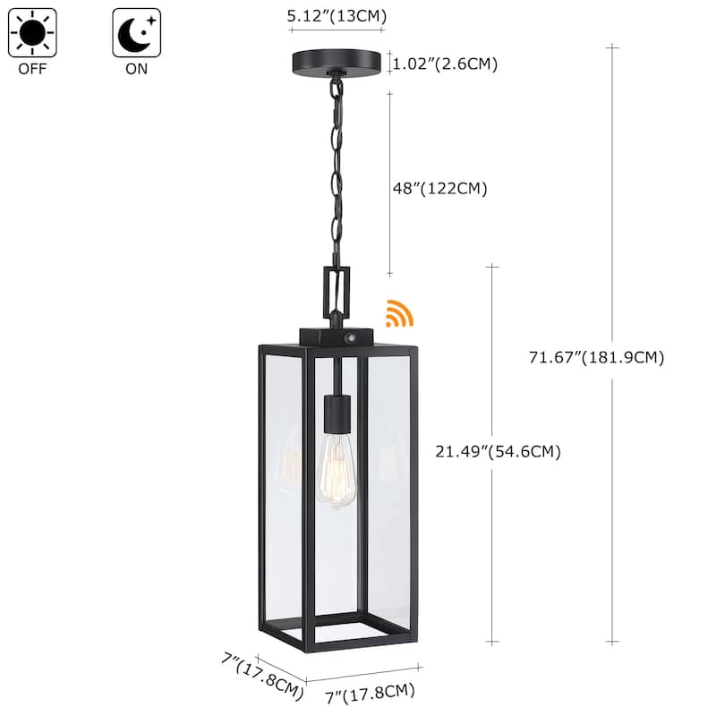 Matte Black Outdoor Hanging Lantern Pendant Light Ceiling Mount Hukoro - Middle