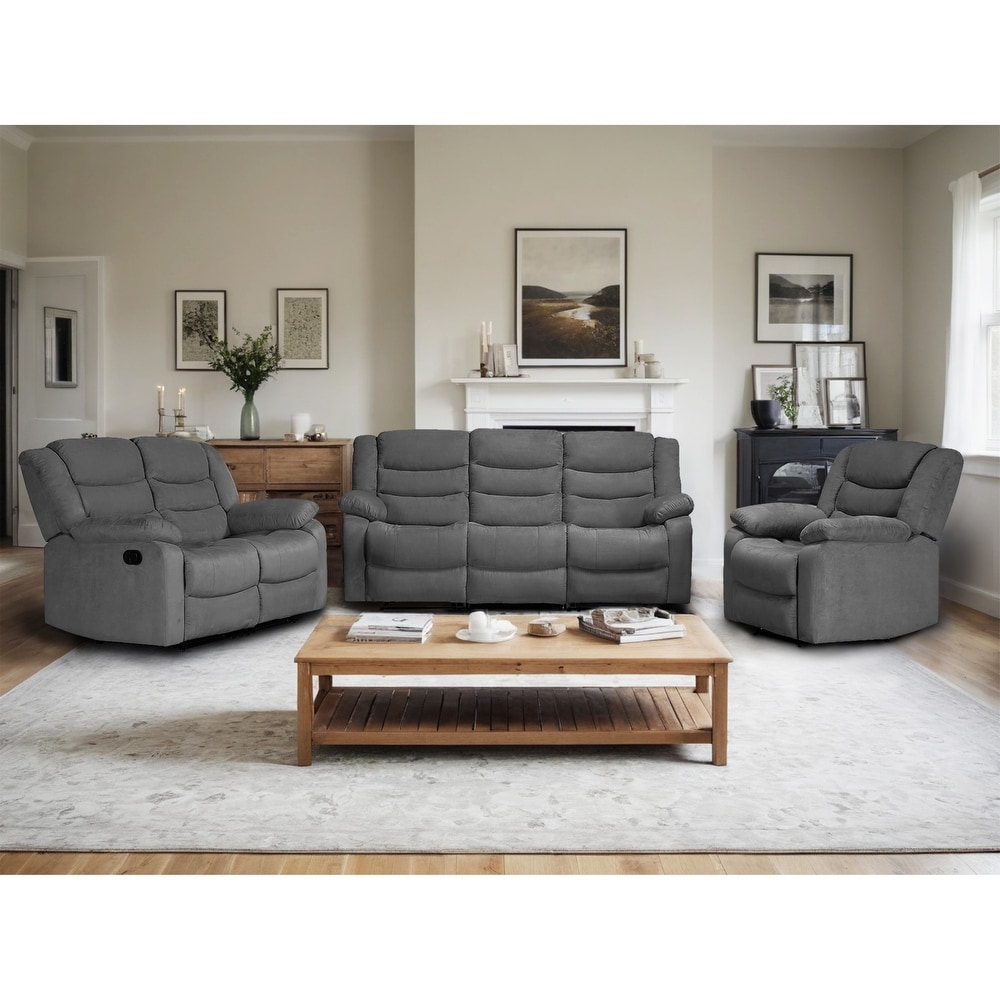 Grey suede couch set discount