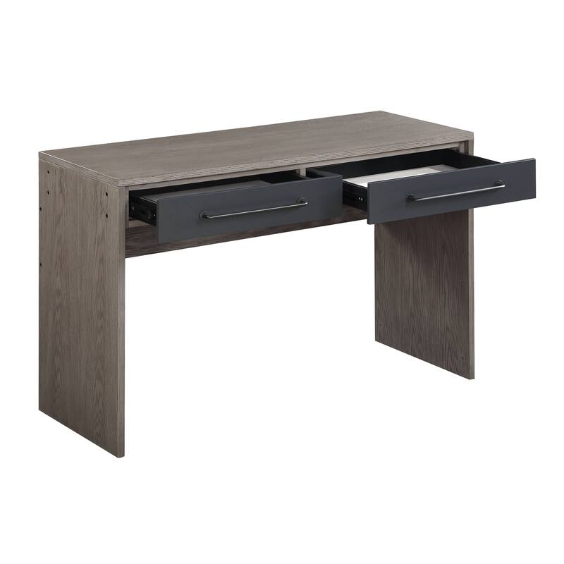 Elmore Grey Oak and Black Writing Desk with 2-Drawer