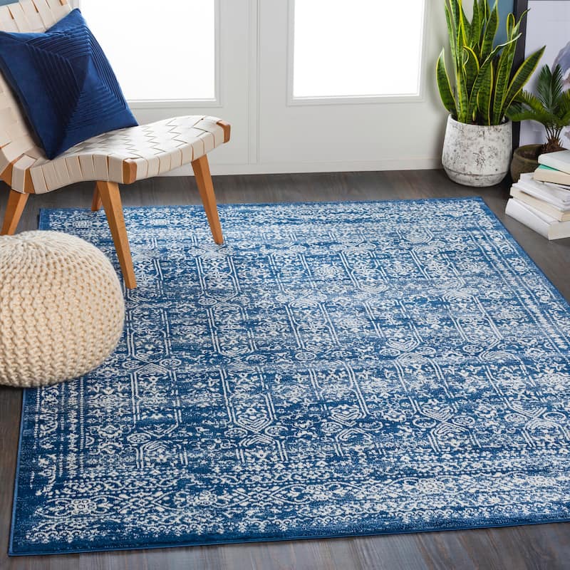 Livabliss Henson Vintage Traditional Area Rug - Dark Blue - 6'7" x 9'