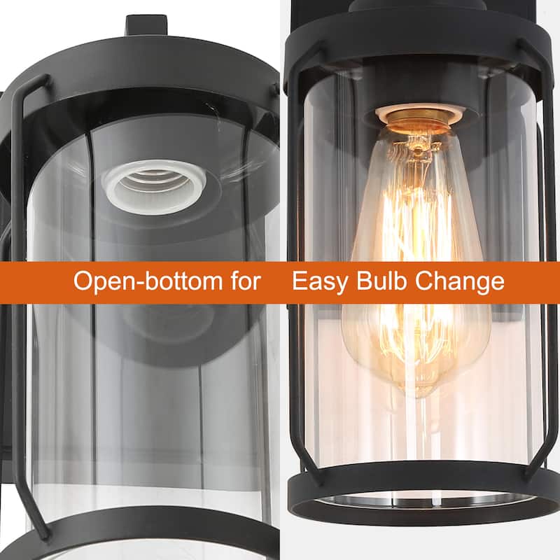 Modern Farmhouse Black Outdoor Wall Sconce Barn Wall Lanterns with Clear Glass for Garage/ Porch - D 4.5"x H 10"