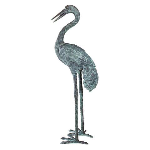 Design Toscano Large Bronze Crane: Curved Neck