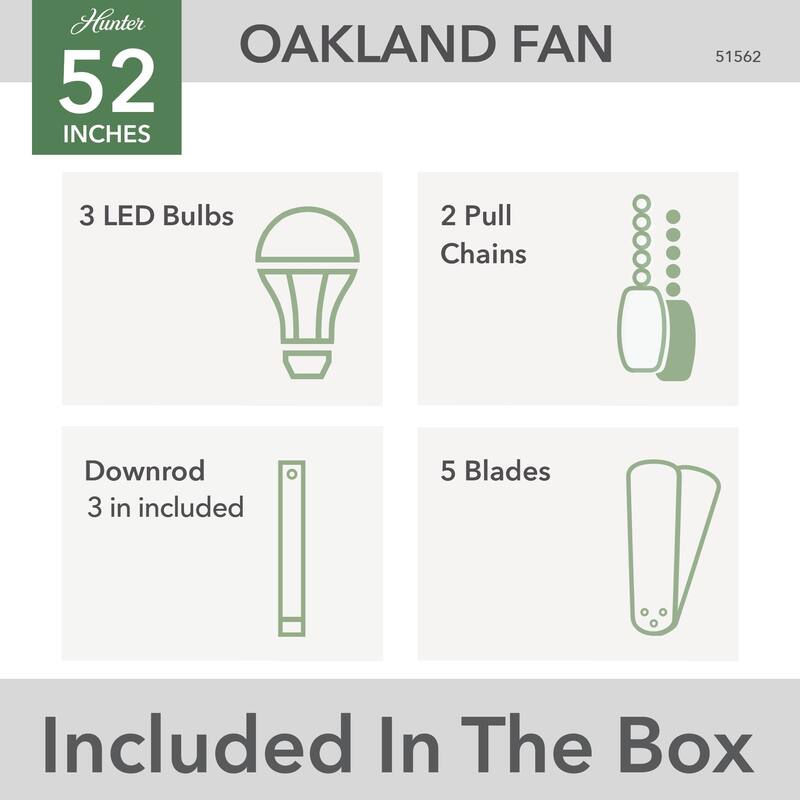 Hunter 52" Oakland Noble Bronze Ceiling Fan with LED Light and Pull Chain - Farmhouse - Caged - Rustic - SureSpeed Technology!