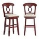 preview thumbnail 29 of 30, Ronda Napoleon Back Wood Swivel Chair Antique Berry Red - Bar Height