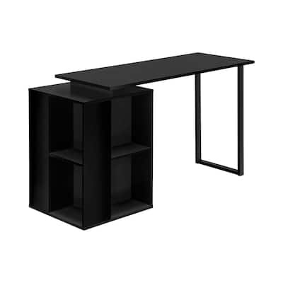 Computer Desk, Home Office, Left, Right Set-up, Storage Shelves, 55"l, Work, Laptop, Black Laminate