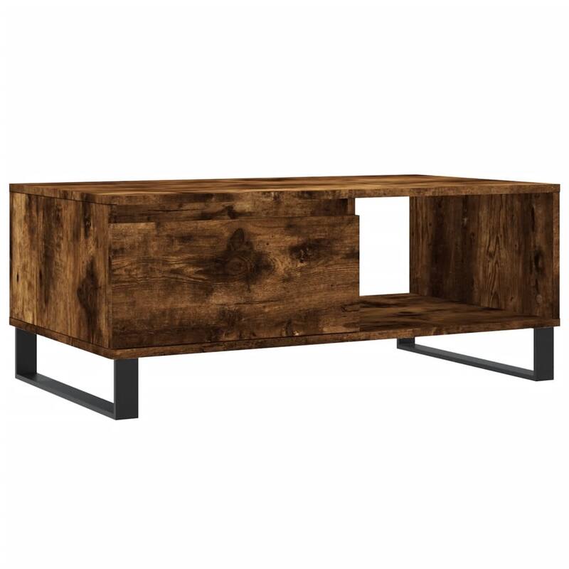 vidaXL Coffee Table Smoked/Brown Oak Engineered Wood, Metal 35.4x19.7x14.4 in - 19.7 x 35.4 x 14.4