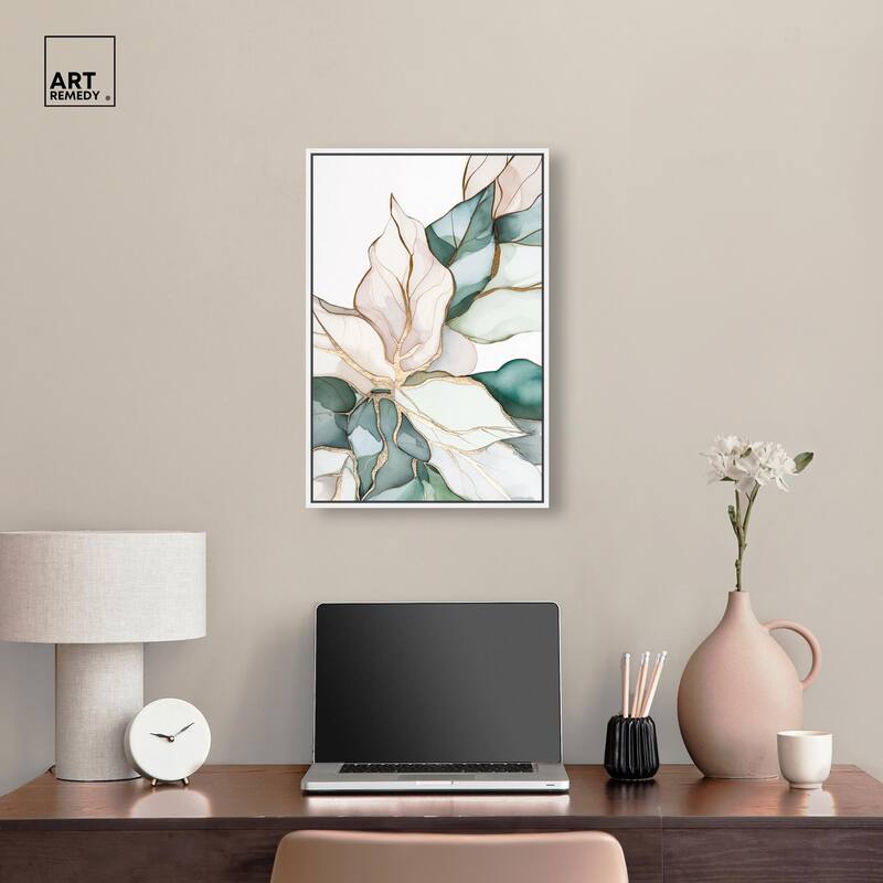 Pastel Leaves with Gold II Canvas by Art Remedy