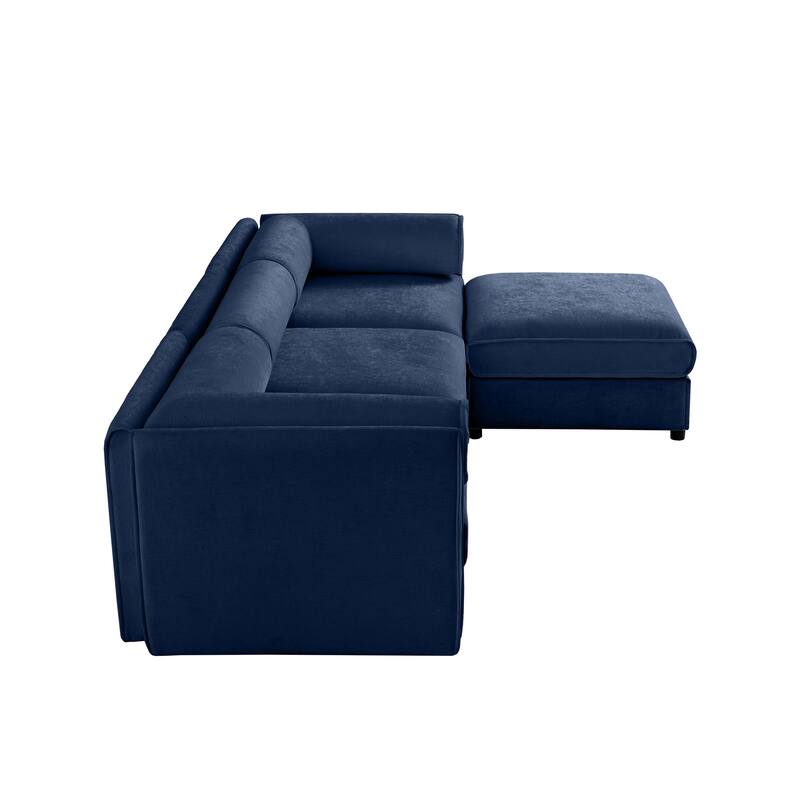 Modern 4-Piece L-Shaped Modular Sofa with Storage & 1 Storage Ottoman