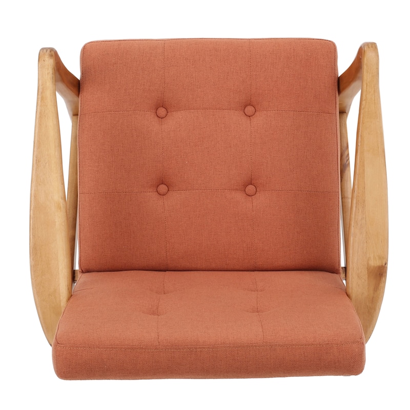 Mid Century Modern Fabric Club Chair with Wood Frame, Grey and Dark Espresso