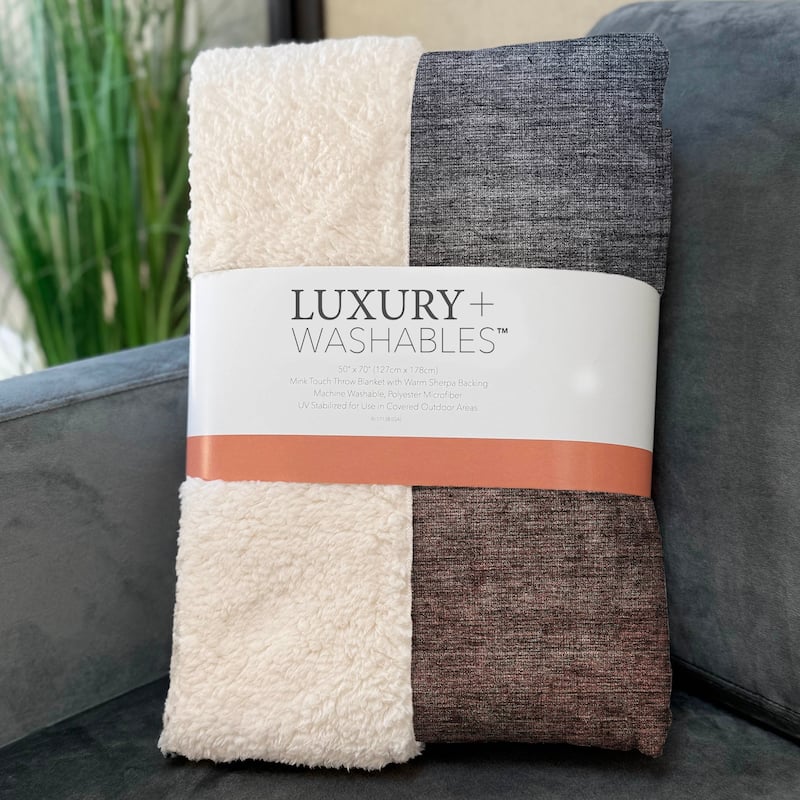 Premium Machine Washable Modern Ombre Sherpa Throw Blanket