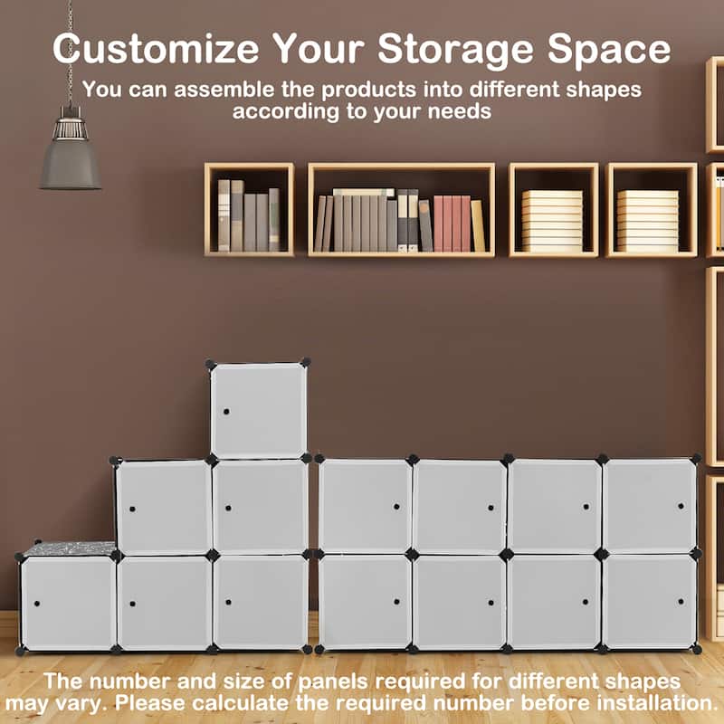 Costway 16-Cube Portable Closet Wardrobe Armoire Bedroom Dresser w/2 - See Details