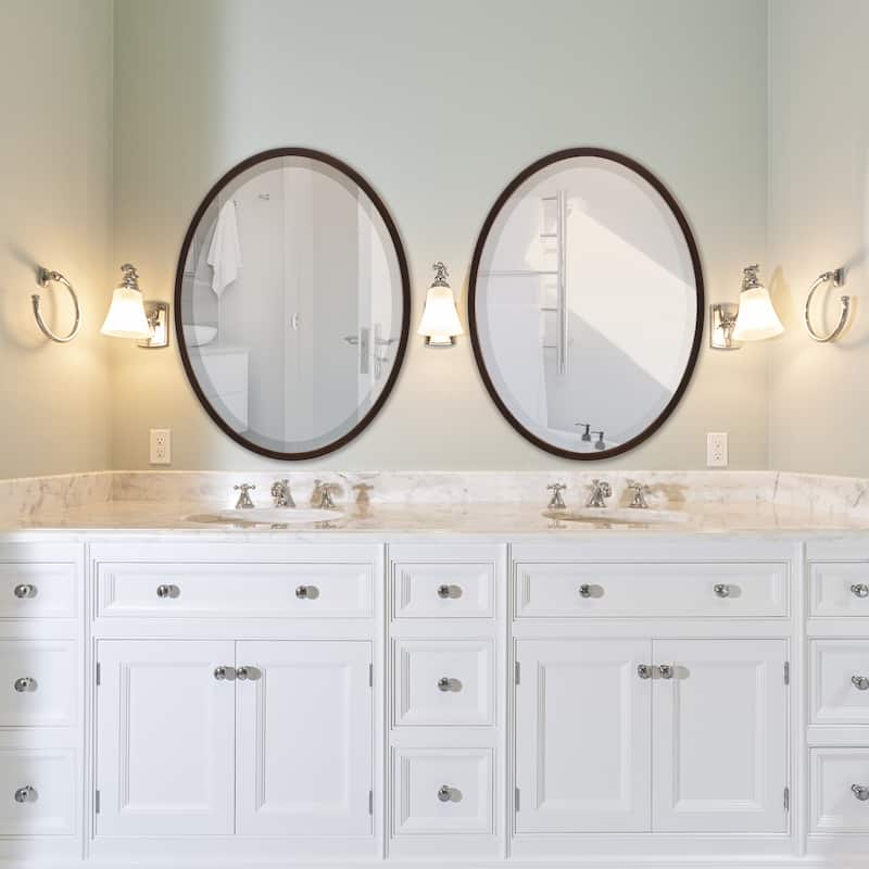 Lincoln Framed Oval Mirror - Rubbed Bronze - Rubbed Bronze