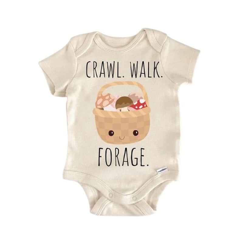 Mushroom Forage Foraging - Baby Boy Girl Clothes Infant Bodysuit Funny Cute Newborn